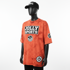 เสื้อยืดผู้ชายผ้าฝ้าย 100% ทรงหลวม พิมพ์ลาย เสื้อยืดผู้ชายลายฟอกสี ผ้าเจอร์ซีย์ฝ้าย ซักแล้ว สีส้ม พิมพ์โลโก้ยางแบบกำหนดเอง - Product Image 4