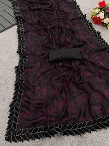 ผ้าแจ็คการ์ด pallu สวยดีไซเนอร์ล่าสุดใช้ได้ทั่วส่าหรี - Product Image 4