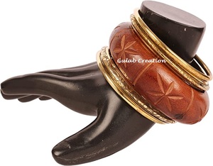 กำไลข้อมือสีทองสำหรับผู้หญิงลายไม้และทองเหลืองสำหรับเป็นของขวัญ - Product Image 2