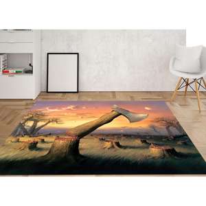 Tapis en bois rouge Viladimir Kush, Tapis Viladimir Kush, Tapis imprimé, Tapis à poils doux - Product Image 1