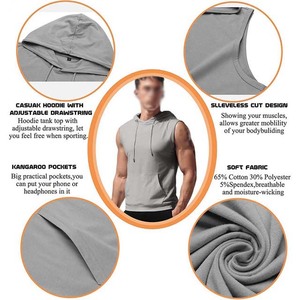 Wholesale <b>Men's</b> High Quality Fitness Vest Cotton Breathable Sports Vest <b>Sleeveless</b> <b>Hoodie</b> Custom Logo Design <b>Men's</b> Clothing 2025 - Product Image 5