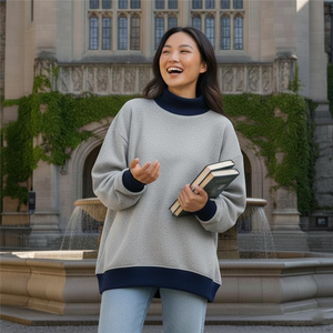 Nữ sinh Đại Học phi Delta Theta tinh thần nữ sinh mặc mùa đông mùa thu Thêu Kim Cương thư Alpha Delta Alpha Mock cổ lỏng lẻo - Product Image 2