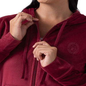 Ensembles de survêtements en velours unisexe pulls respirants décontractés de couleur unie et pantalons de survêtement zippés jogging avec logo personnalisable pour femmes - Product Image 3