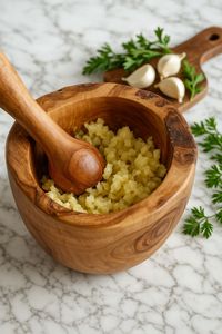 Mortero de madera estilo granja con diseño tradicional ideal para cocinas de campo y cocina del Viejo Mundo - Product Image 5