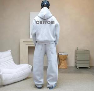 Logotipo personalizado 600 GSM 100% algodón polar estilo totalmente holgado Unisex sudaderas con capucha Jogger conjunto chándal para hombres transpirable Fitness verano - Product Image 2