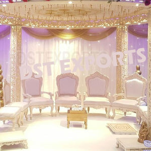 Chaise de mariage sculptée en bois, chaises de mandap en bois pour mariage indien, ensemble de meubles de mandap de mariage, décoration d'événements au Connecticut - Product Image 3