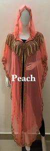 Style de luxe femme vêtements à capuche Poncho haussement d'épaules t-shirt avant ouvert lourd main broderie travail perdre Maxi robe fête visites