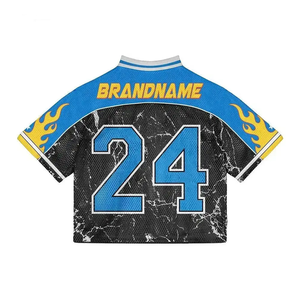 Basketball Mesh Football Streetwear Jersey T-shirt for Men Custom logo V-Neck Oversized Boxy <b>Tshirt</b> Cropped Tops Clothes T-Shirt - Product Image 4