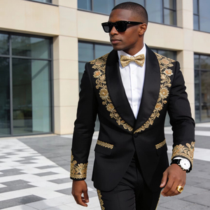 Order Online Black Gold Suits Men Velvet Blazer With Gold Trim | Alibaba.com