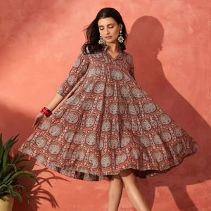 Indien main bloc coton robe élégant imprimé fleuri été voyage porter personnalisé mariage mariée cadeau ODM approvisionnement - Product Image 1