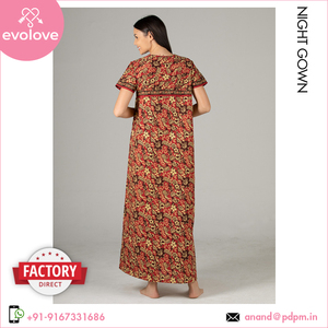 ชุดนอนผ้าฝ้าย100% ยาวสำหรับสตรีชุดราตรียาวเต็มตัว - Product Image 6