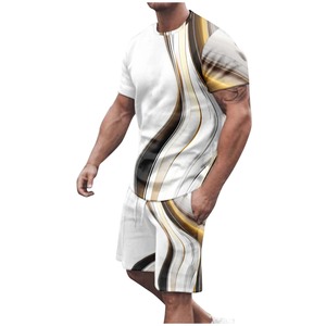 ชุดสองชิ้นสำหรับผู้ชายสีพื้นมีปกกางเกงขาสั้นแขนสั้นกีฬาลำลองฤดูร้อน - Product Image 6