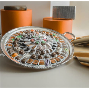 Bandeja para servir chocolate de gran tamaño de metal de calidad de lujo, diseño único, decoración de Ramadán, dátiles de chocolate, bandeja para servir serpientes - Product Image 3