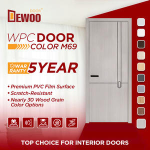 Prix de gros Portes en film stratifié WPC PVC imperméable pour salle de bain Portes intérieures modernes en PVC pour la maison avec cadre - Product Image 5