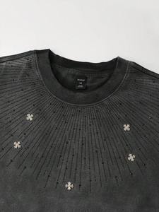 Strass personnalisé Sunburst T-Shirt surdimensionné noir dégradé T-shirt avec étoiles clous Hip Hop Streetwear mode coton hommes T-shirts - Product Image 6
