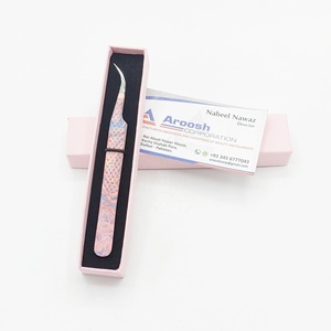Type de courbe professionnelle papier enduit de haute qualité en acier inoxydable diamant pince à épiler Extension de cils Logo personnalisé durable - Product Image 1