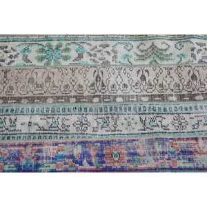 พรมตุรกีขนาด 2.3x7.2 ฟุต ลายดอกไม้สีน้ำเงิน พรมวินเทจทำจากขนสัตว์ - Product Image 5
