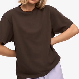 Camiseta de Verano para Mujer, Estilo Urbano, Holgada, 100% Algodón, Cuello Redondo, Transpirable, Manga Corta, Venta Caliente - Product Image 1