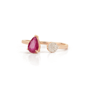 แหวนทองคำขาว 14K ประดับเพชรทรงกลมแบบ Bypass พร้อมการฝังแบบ Prong Setting ชุบทอง - Product Image 1