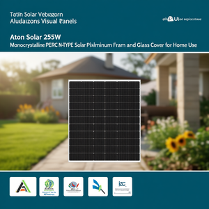 Panneau solaire monocristallin PERC de type N Aton Solar 255W avec cadre en aluminium et couverture en verre pour usage domestique - Product Image 3