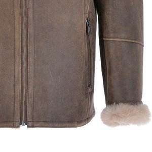 New Style Winter Warm <b>Thick</b> Sheepskin Lamb Fur Long Shearling Leather <b>Jacket</b> Knitted Sleeve Shearling <b>Fleece</b> Softshell - Product Image 6