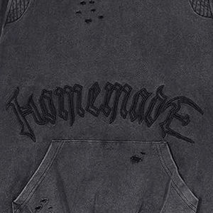 เสื้อฮู้ดดี้ผู้ชายแบบสั่งทำ ปักลายแบบดิสเทรส คุณภาพสูง ล้างสีแบบแอซิดวอช ทรงครอป น้ำหนักมาก สไตล์ Y2k - Product Image 5