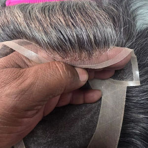 Taz Hair BD Fusion, Cabello Humano Remy con Trama Cosida a Mano, Peluca con Base de Encaje Frontal, Color Mixto 1B, Parches de Cabello Gris, Prótesis Capilar - Product Image 1