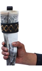 Meilleur prix 100% naturel Viking Agate médiévale corne à boire écologique alimentaire sûr poli Style Animal support en cuir fabriqué - Product Image 6