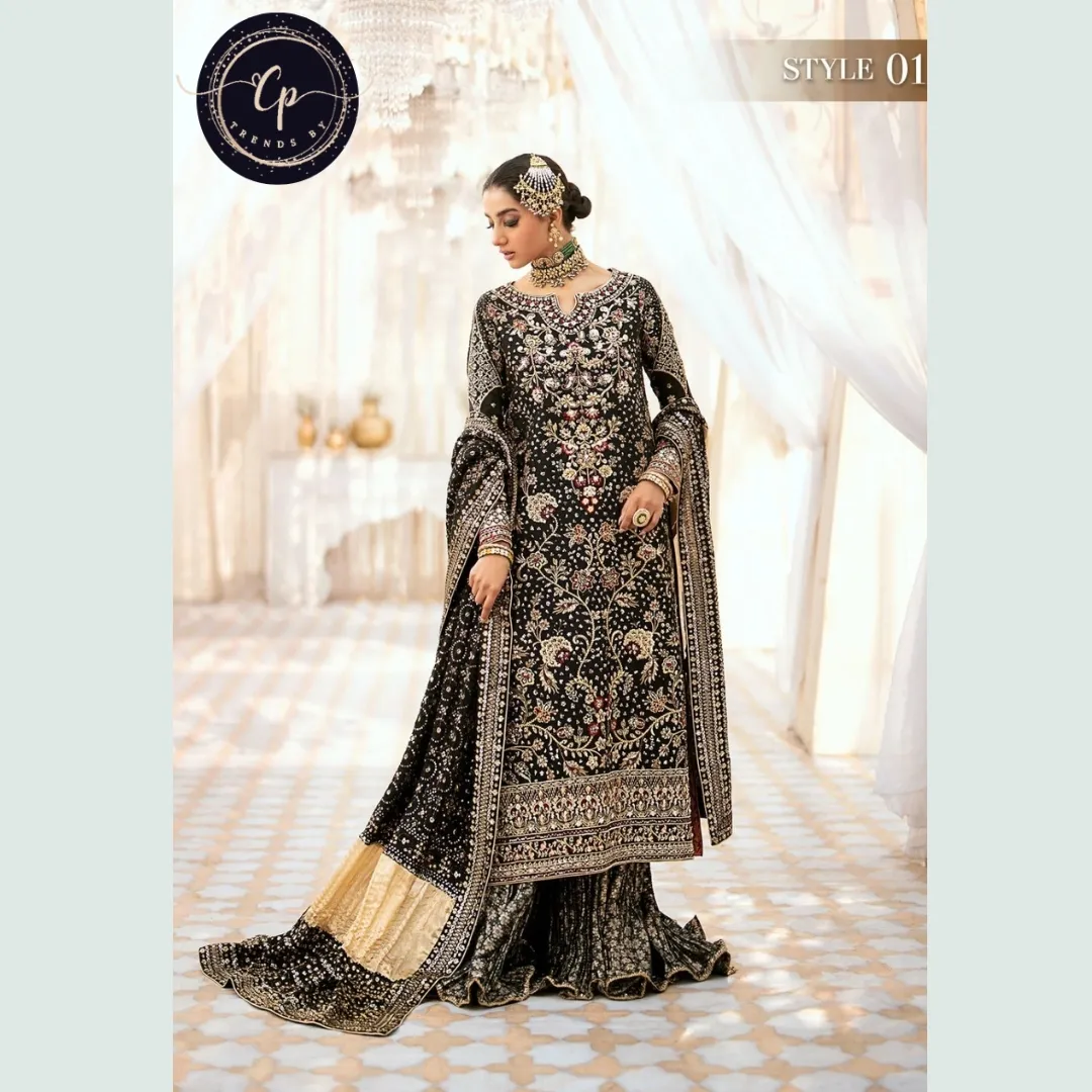 2024 Trends by Cp Pakistani Brand Brand AIK Atelier Wedding Festive 2024 03 Pcs Custom Stitched Ladies Suits