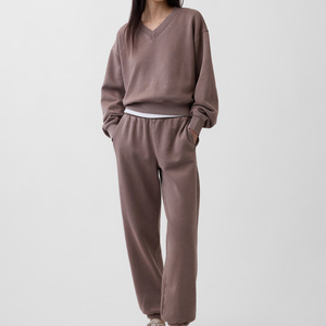 Soft Fleece Women's Loungewear Bamboo Cotton Two Piece Lounge Set Long Sleeve Homewear for Women Sleepwear Pjs Set
