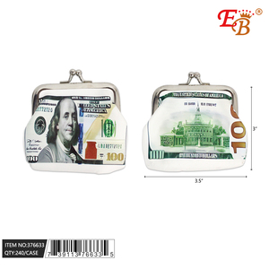 3.5\"X3\" Zippered Daily Use <b>Small</b> <b>Purse</b> 100 Dollar Bill Style Customized Pattern Silicone Rubber <b>Leather</b> Beads 240PCS/CS - Product Image 1