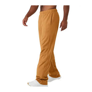 Pantalones de hombre de algodón pesado lavado con pantalones de chándal apilados con logotipo personalizado de retazos acampanados OEM Factory Direct Jogger Wear - Product Image 3