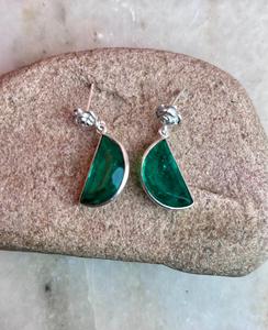 Boucles d'oreilles en argent sterling 925 émeraude faites à la main. - Product Image 1