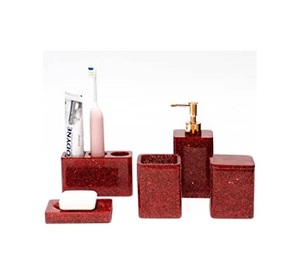 Ensemble d'accessoires de salle de bain en résine de couleur rose attrayante de haute qualité Décoratif pour la maison à un prix abordable - Product Image 4