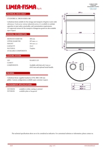 22,4 lt. diam. 300 x 345 mm customizable <b>tinplate</b> cylindrical drum with handle and pouring hole - Product Image 4
