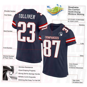 Nuevo Diseño de Camisetas Sublimadas de Fútbol Americano, Bordado Completo, Camisetas para Fanáticos del Fútbol Americano, Número de Equipo Personalizado - Product Image 6