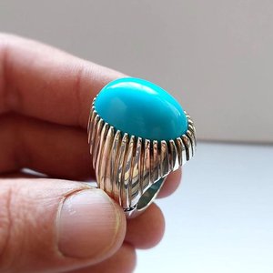 Xmas Gift Natural Real Neeshapuri Feroza <b>Ring</b> 925 Sterling <b>Silver</b> Original Turquoise Stone Handmade <b>Mens</b> Jewelry <b>Ring</b> - Product Image 2