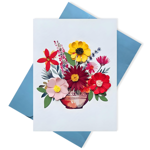 การ์ดอวยพรกระดาษการ์ดเวียดนามทำมือพร้อม3D ป๊อปอัปตกแต่งลายดอกไม้ - Product Image 1