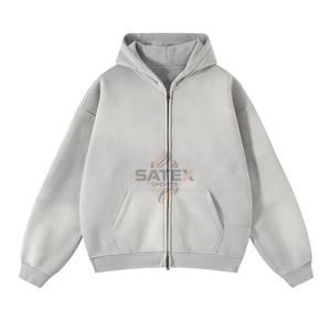 Design unique et élégant, streetwear de haute qualité 2025, broderie, molleton 100% coton, vintage, double couche, délavage à l'acide, coupe ample, fermeture éclair - Product Image 5