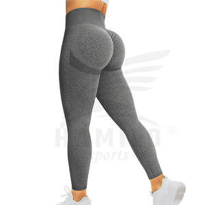 Mallas de Yoga para mujer personalizadas de alta calidad 2024, pantalones ajustados de patrón sólido con cierre de cintura elástica - Product Image 3