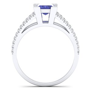 Anillo de Tanzanita con Corte Esmeralda de 1 Quilate REYES en Plata de Ley 925, Anillos de Compromiso de Moissanita con Certificado GRA para Mujer - Product Image 4