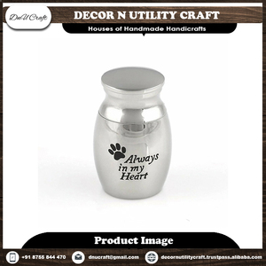 Urne funéraire de style européen en argent avec accents dorés et breloque aile d'ange pour cendres d'adultes - Product Image 6