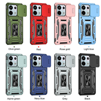 Funda Protectora para Teléfono con Anillo y Soporte, Diseño de Armadura, a Prueba de Golpes, con Protección Total de la Cámara, para Redmi Note 13 Pro 5G