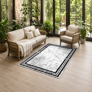 Tapis de salon en chenille gris argenté contemporain abstrait imprimé numériquement, lavable en machine, antidérapant, vente en gros RUGS DEPOT LXDP-1010 - Product Image 6