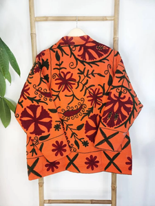 Femmes été Suzani brodé à la main veste courte Crewel Festival cadeau spécial imprimé tissu coton remplissage brodé - Product Image 2