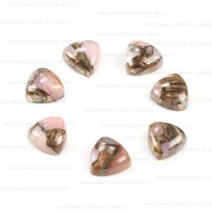 Premium naturel rose opale cuivre ormeau coquille 10mm trillion dos plat calibré Cabochon lâche pierres précieuses fabrication de bijoux approvisionnement - Product Image 2