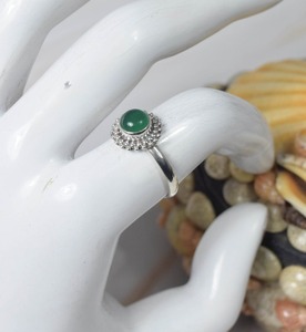 Cabochon en onyx vert naturel pierre précieuse solide 925 bague en argent Sterling faite à la main bijoux en argent Sterling 925 bague estampillée bijoux - Product Image 2