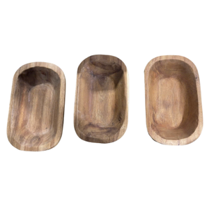 Plateau de service ovale en bois massif artisanal, bol en acacia naturel pour table à manger, cuisine, pain et bougie à couler en provenance du Vietnam - Product Image 1