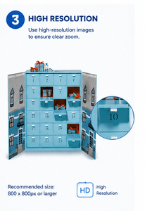 Custom Blue 24 Days Advent <b>Calendar</b> Box with Drawers Rigid Cardboard Christmas Blind Box Mystery Gift Packaging Wholesale - Product Image 4
