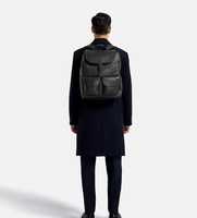 Sac à dos unisexe noir en cuir véritable avec fermeture éclair, tendance, écologique, léger, grande capacité 20-35L, vintage, en coton grainé souple